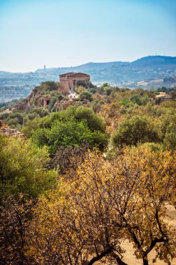 Tapınaklar Vadisi (Valle dei Templi), MÖ 5. yüzyılda inşa edilen antik bir Yunan tapınağı olan Konkordiya Tapınağı, Agrigento, Sicilya. Concordia Tapınağı, Agrigento, Sicilya, İtalya