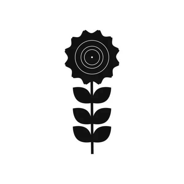 Black Flowers Leafs White Background Vector Illustration — 스톡 벡터