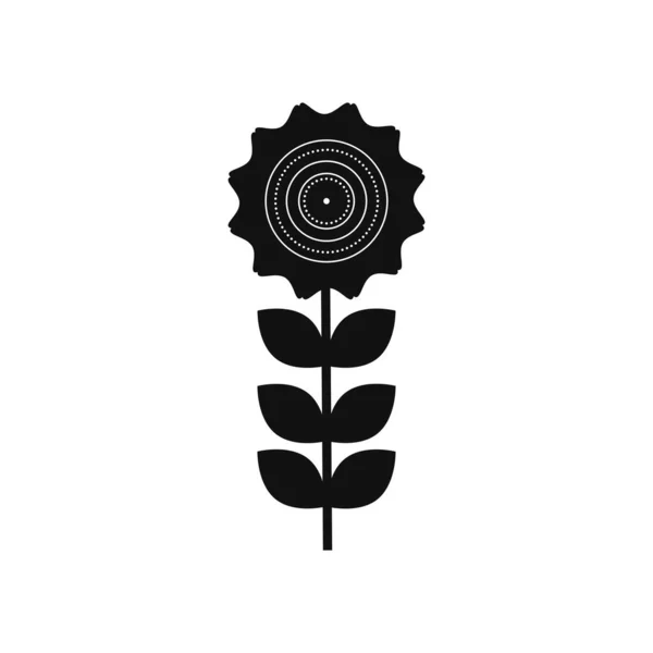 Black Flower Leafs White Background Vector Illustration — 스톡 벡터