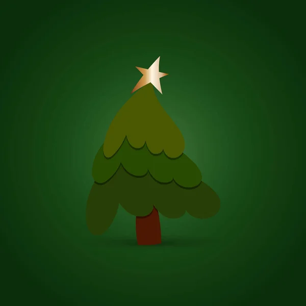 Julgran Traditionell Festlig Symbol För Vintern Semester Grön Tall Vektor — Stock vektor