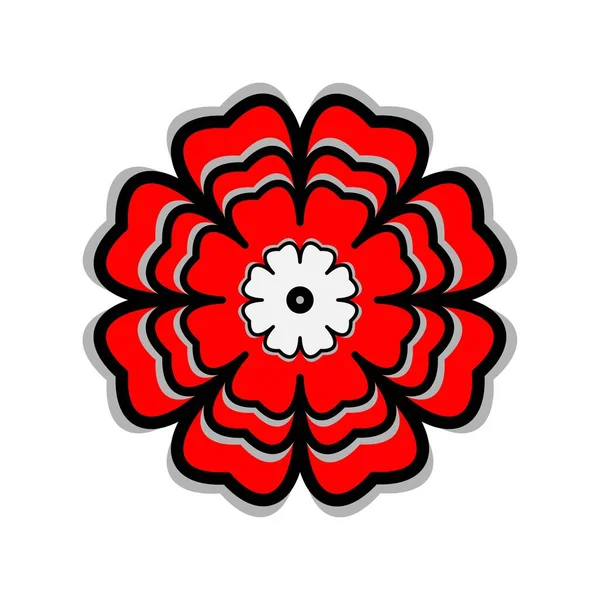 Black red flower on white background Round ornament Abstract flower element for creative design tasks Mandala Vector illustration