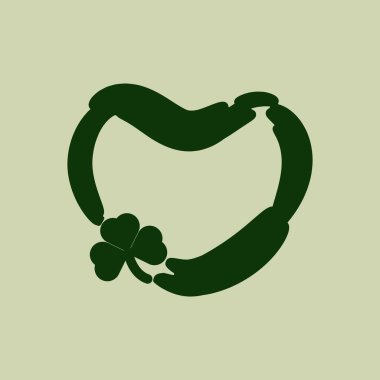 Frame of shape heart for St. Patrick's Day with shamrock Vector illustration