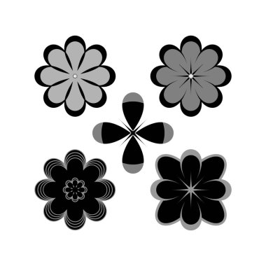 Set of flowers on white background Round ornaments Abstract flower elements for creative design tasks Mandala Vector illustration