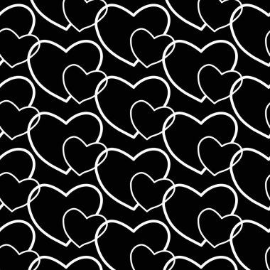 Kusursuz Sevgililer Günü. Beyaz kalpli siyah arka plan dekorasyonu. Kağıt tasarımı, sancak Vektörü illüstrasyonu