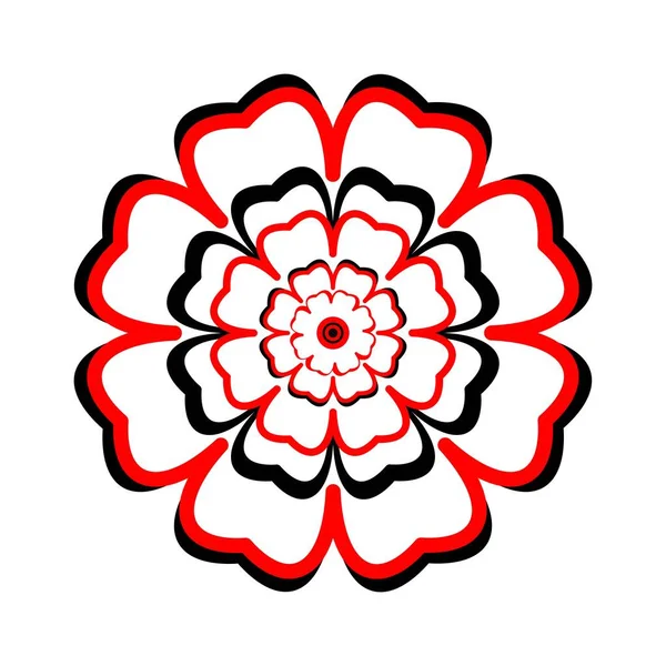 Black Red Flower White Background Ornament Abstract Flower Element Creative — Vetor de Stock