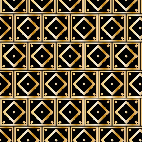 Nahtlose Gold Abstrakte Geometrische Muster Auf Schwarzem Hintergrund Vector — Stockvektor