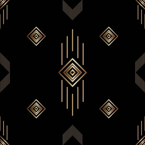 Бесшовный Абстрактный Геометрический Узор Черно Золотых Цветах Ткани Фона Дизайна — стоковый вектор