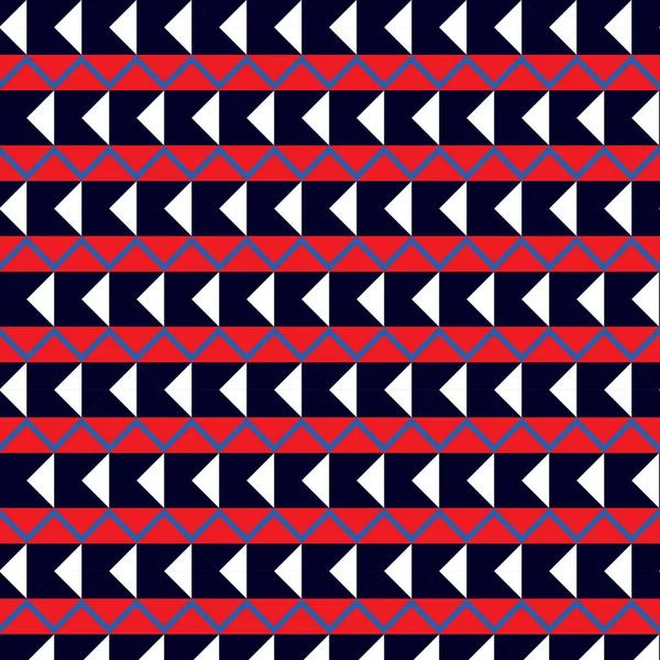 黒白と赤の色で幾何学的な形状を持つシームレス抽象的なパターン生地 表面設計 包装のための幾何学的なレトロテンプレートベクトルイラスト — ストックベクタ