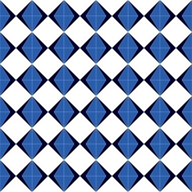 Siyah beyaz ve mavi renkli geometrik şekilli kusursuz soyut desen kumaş, arkaplan, yüzey tasarımı, ambalaj vektörü çizimi için Geometrik retro şablonu