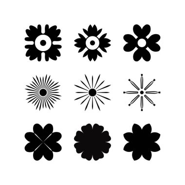 Set of flowers on white background Round ornaments Abstract flower elements for creative design tasks Mandala Vector illustration