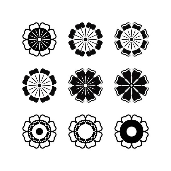 Set Flowers White Background Ornaments Abstract Flower Elements Creative Design — Vector de stock