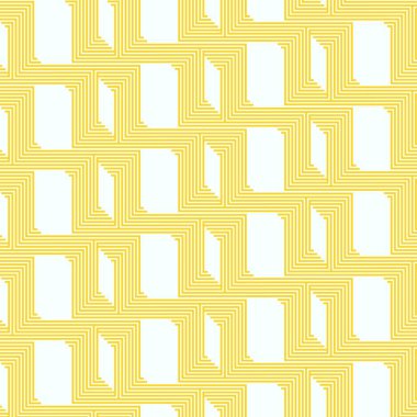 Kumaş, arkaplan, yüzey tasarımı, ambalaj vektörü illüstrasyonu için sarı renkli çizgilerle kusursuz soyut desen