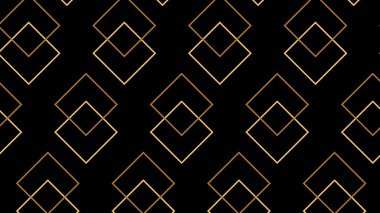 Kumaş, pankart, yüzey tasarımı, ambalaj, arkaplan kareleri ile kusursuz soyut geometrik desen. Lüks altın ve siyah tasarım. Vektör illüstrasyonu