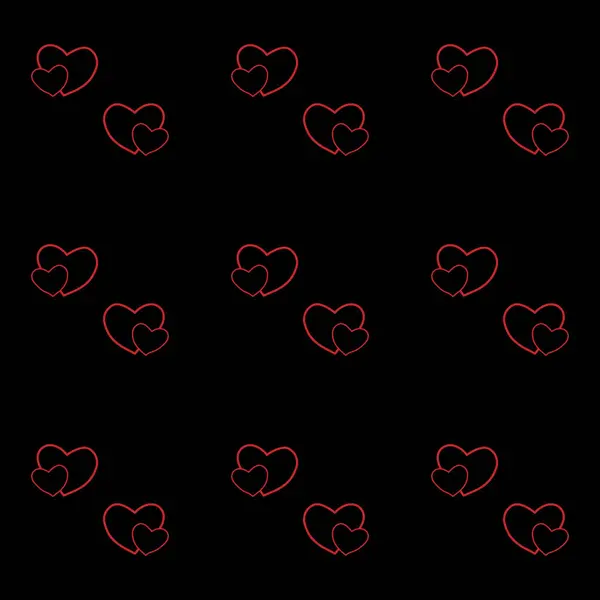 Бесшовный Рисунок Дня Святого Валентина Черный Фон Красными Сердцами Ткани — стоковый вектор