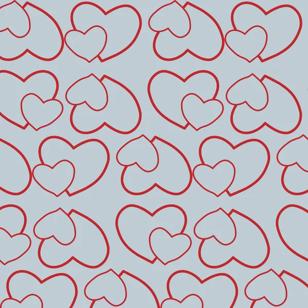 Nahtloses Muster Valentinstag Graue Hintergrunddekoration Mit Roten Herzen Für Stoff — Stockvektor