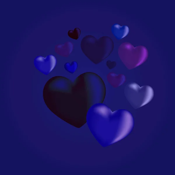 Conceito Dia Dos Namorados Corações Fundo Azul Banda Amor Bonito — Vetor de Stock
