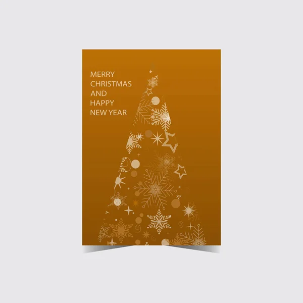 Karácsonyfa Függőleges Karácsonyi Üdvözlőlap Boldog Karácsonyt Boldog Évet Broun Háttér — Stock Vector