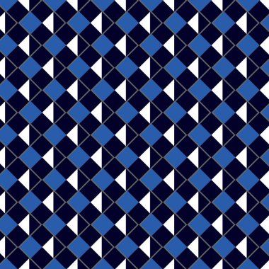 Siyah ve mavi renkli geometrik şekilli kusursuz soyut desen kumaş arka plan tasarım paketleme kağıdı duvar kâğıdı taşıyıcı illüstrasyonu için Geometrik retro şablonu