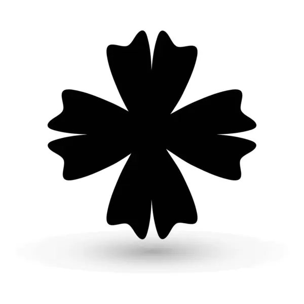 シャムロックのシルエット 4つの葉クローバーアイコン ラッキーチャーム ハッピー セント パトリック 白い背景に隔離された黒いアイコン ベクトルイラスト — ストックベクタ