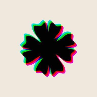 Yonca silueti. Dört yapraklı yonca simgesi. İyi şans tılsımı. Aziz Patrick günün kutlu olsun. Siyah simge beyaz arkaplanda izole edildi. Vektör illüstrasyonu