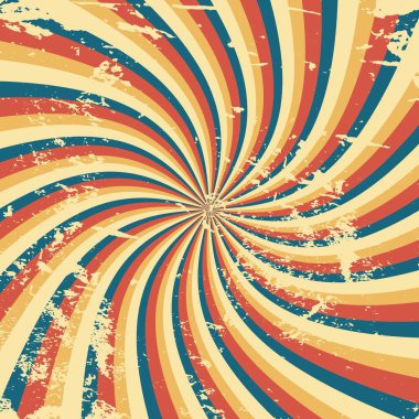 Radyal ışınların arka planı. Soyut renkli retro tasarım parlak çizgili perspektif dalgalar ve girdaplar çizgili spiral vektör çizimi