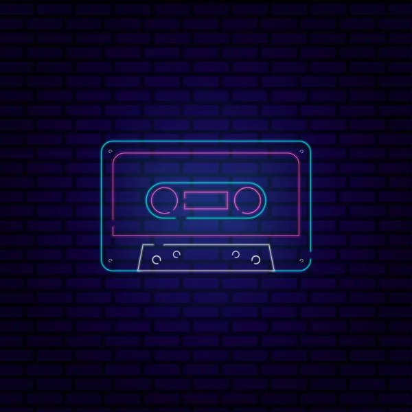 Audio Retro Cassette Neon Teken Lichtbanner Design Element Neon Bord — Stockfoto