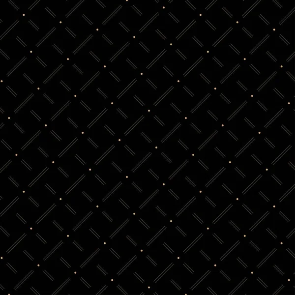 Geometric Ornament Thin Lines Circles Black Background Seamless Abstract Pattern — 图库矢量图片
