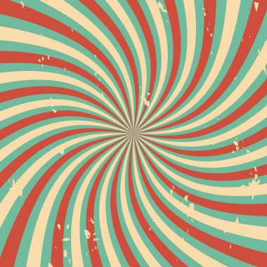 Soyut renkli retro girdap patlaması. Radyal ışın deseni. Karnaval arka planı. Radyal ışınlar. Dalgalar ve girdaplarla dolu parlak çizgili bir perspektif. Vektör