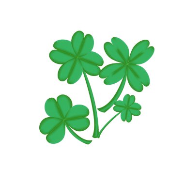 Four leaf clover isolated on white background Green Irish shamrock symbol of a St Patrick day Vector illustration clipart