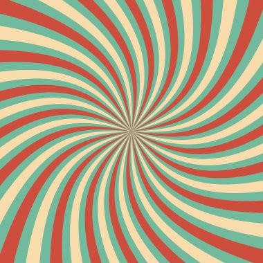 Soyut renkli retro girdap patlaması. Radyal ışın deseni. Karnaval arka planı. Radyal ışınlar. Dalgalar ve girdaplarla dolu parlak çizgili bir perspektif. Vektör