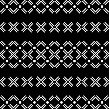 Siyah ve beyaz, soyut geometrik desen. Grafik tasarım baskısı. Kumaş web sayfası yüzey dokuları için kağıt vektörü illüstrasyonu