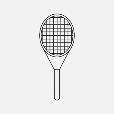 Tenis raketi beyaz arka plan spor sembolü illüstrasyonunda izole edildi