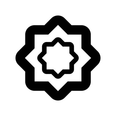 Yuvarlak köşeli sekiz noktalı yıldız ikonu. İslami geometrik desen