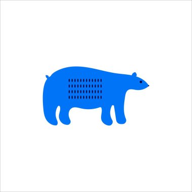 Tasarım görevleri tipografi tasarım vektörü çizimi için beyaz arkaplanda izole edilmiş bir ayının silueti