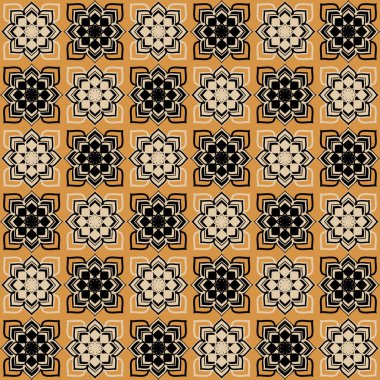 Süslü dekoratif elementlerle kusursuz soyut arkaplan. Geometrik desenli. Kumaş yüzey tasarımı için modern baskı.