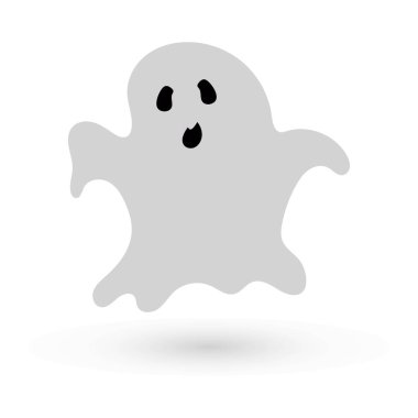 Korkunç cadılar bayramı hayalet hayaleti uçan canavar ikonu komik şirin, ürkütücü yüz posterli ya da afiş vektör illüstrasyonlu