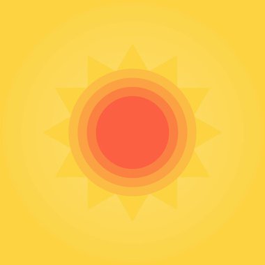 Sarı arkaplan vektör illüstrasyonunda güneş simgesi