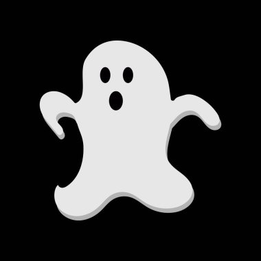 Cadılar bayramının beyaz hayaleti siyah arka planda korkunç canavar sonbahar tatili hayalet hayalet ikon çizimi