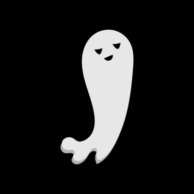 Cadılar bayramının beyaz hayaleti siyah arka planda korkunç canavar sonbahar tatili hayalet hayalet ikon çizimi