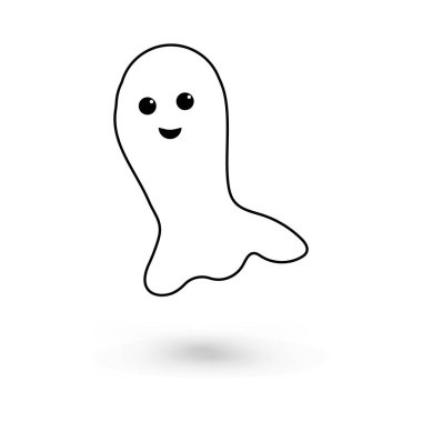 Sevimli canavar, sonbahar bayramı Cadılar Bayramı Cadılar Bayramı Cadılar Bayramı 'nda hayalet posteri ya da afiş vektör ilüstrasyonuyla uçuyor.