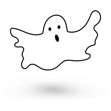 Sevimli canavar, sonbahar bayramı Cadılar Bayramı Cadılar Bayramı Cadılar Bayramı 'nda hayalet posteri ya da afiş vektör ilüstrasyonuyla uçuyor.