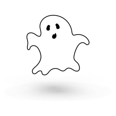 Sevimli canavar, sonbahar bayramı Cadılar Bayramı Cadılar Bayramı Cadılar Bayramı 'nda hayalet posteri ya da afiş vektör ilüstrasyonuyla uçuyor.