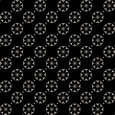 Siyah ve beyaz desenli çiçekler kumaş yüzey tasarımı ambalaj kağıdı veya herhangi bir fikir vektör çizimi için modern siyah arkaplan deseni