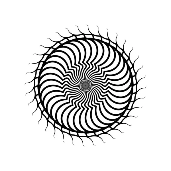 Çember spiral psişik optik illüzyon çizgileri siyah element beyaz arkaplan logo çizimi üzerinde izole