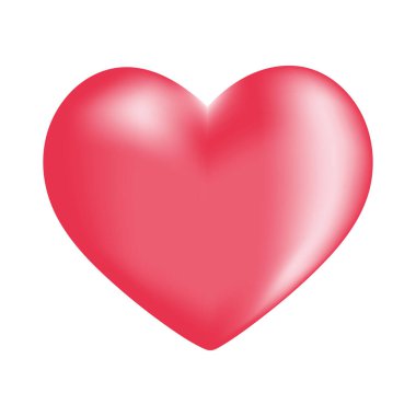 Romantik ikon pembe kalp beyaz arkaplan aşk sembolü vektörü