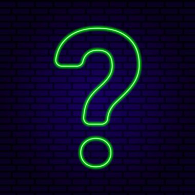 Mavi duvar vektörü çiziminde yeşil soru işareti işareti