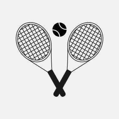 Tenis logosu tenis raketleri beyaz arka plan spor aktivite sembolü vektörüne izole edildi