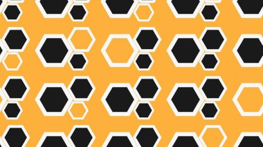 Kumaş pankartlar için altıgenler sarı arkaplan ile kusursuz soyut geometrik desen ev dekorasyonu yüzey tasarımı vektör çizimi