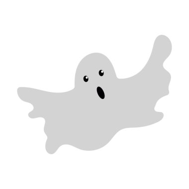 Duyguları olan sevimli canavar sonbahar bayramı cadılar bayramı korkunç ruh uçan hayalet posteri ya da pankart vektör çizimi