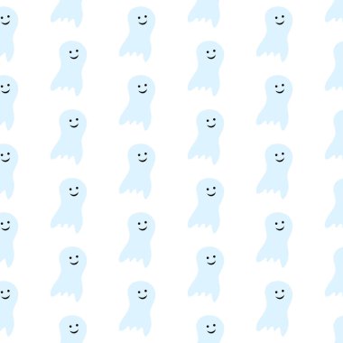 Beyaz arkaplan vektör illüstrasyonunda komik canavarlarla kusursuz desen